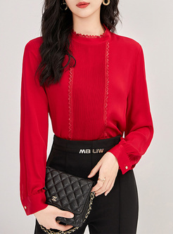 Business Sequined Smocked Women Blouses