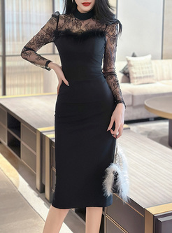 Lightweight Lace Feathers Bodycon Dresses