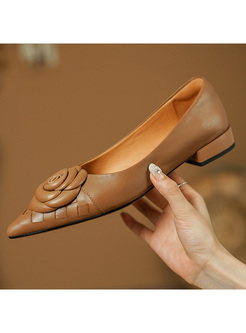 Classy Camellia Braid Block Heels Shoes Women