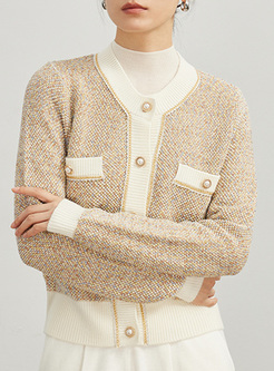 Luxe Patchwork Pearl Button Women Coats
