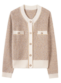 Luxe Patchwork Pearl Button Women Coats