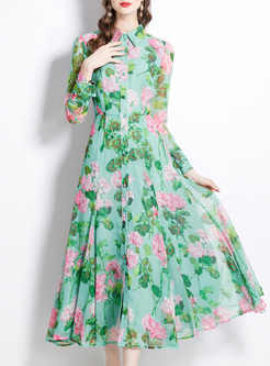 Romance Floral Single-Breasted Dresses