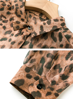 Sheer Leopard Print Women Blouses