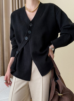 Fashion Button Front Women Knit Cardigan