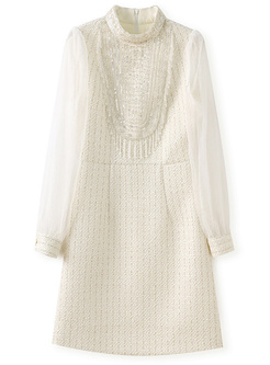 Elegant Beading Sequins Tweed Dresses