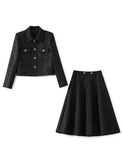 Shiny Sequins Women Short Coats & Skirts