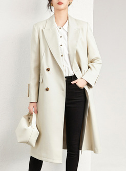 Classy Notched Collar Women Long Coats