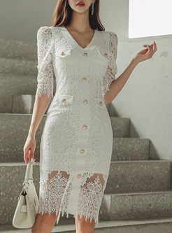 Sexy Water Soluble Lace Pencil Dresses