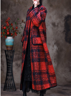 Embroidery Thread Buiion Woolen Women Coats