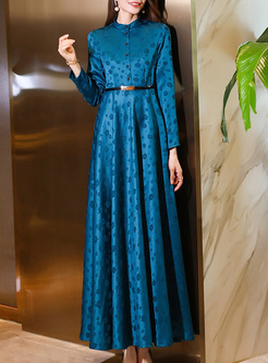 Classy Satin Printed Big Hem Long Dresses