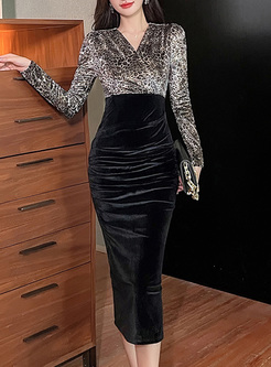 Sexy Leopard Print Velvet Corset Dresses