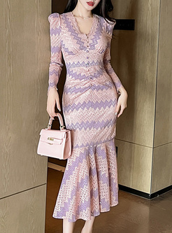 Romantic Contrasting Lace Peplum Dresses