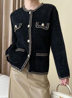 Premium Gold Thread Pearl Women Knit Cardigan