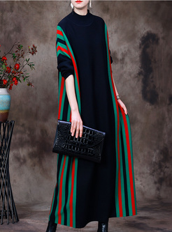 Stylish Colorful Striped Knitted Dresses