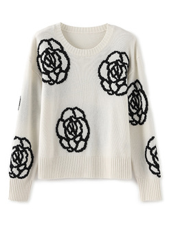Boxy Camellia Crewneck Women Sweaters