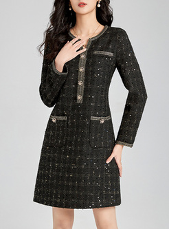 Quality Sequined Tweed Skater Dresses