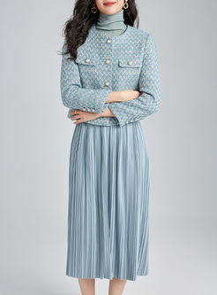 Pretty Tweed Pearl Button Coats & Pleated Skirts