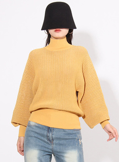 New Solid High Neck Women Sweaters