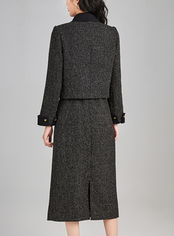 Classy Tweed Velvet Patch Coats & Skirts
