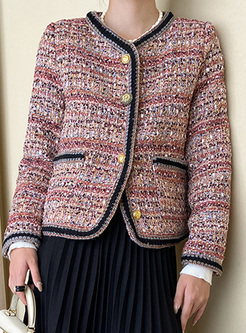 Classy Colorful Weaving Eiderdown Coats Women