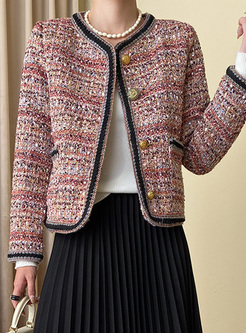 Classy Colorful Weaving Eiderdown Coats Women