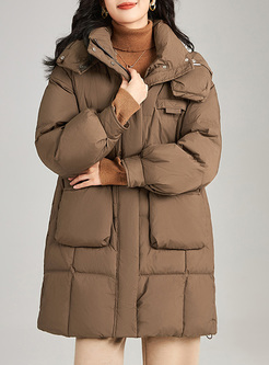 Warm Hooded Zipped Pockets Down Coats Women