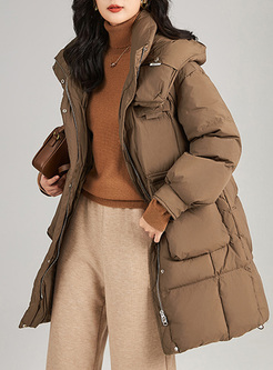 Warm Hooded Zipped Pockets Down Coats Women
