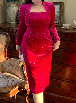 Shiny Sequined Velvet Bodycon Dresses