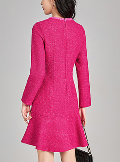 Luxe Tweed Patch Pocket Peplum Dresses