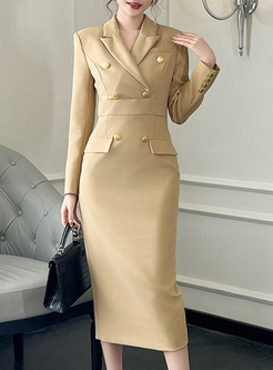 Office Notched Collar Bodycon Dresses