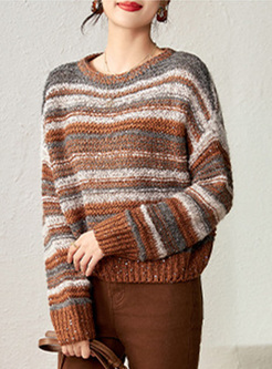 Pretty Sequins Colorful Striped Women Sweaters