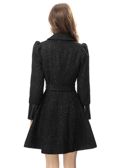 Luxe Notched Collar Tweed Skater Dresses