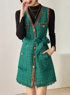 Luxe Knit Jumper & Braid Vest Dresses