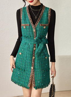 Luxe Knit Jumper & Braid Vest Dresses