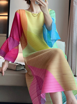 Fashion Colorful Geometric Skater Dresses