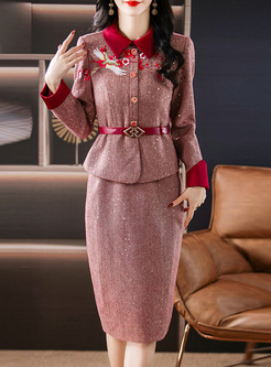 Classy Embroidered Sequins Coats & Skirts