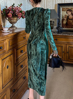Vintage Beaded Velvet Bodycon Dresses