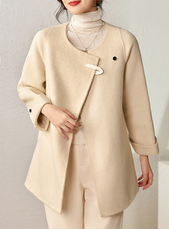 Warm Button Front Woolen Women Coats