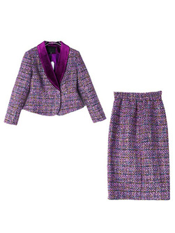 Coummter Button Closure Coats & Tight Skirts