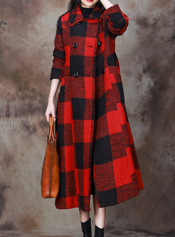 Hot Plaid Double-Breasted Women Coats