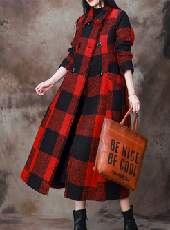 Hot Plaid Double-Breasted Women Coats