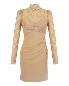 Elegant Rhinestone Lace Patch Mini Dresses