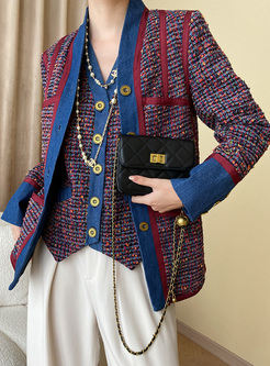 Premium Tweed Patch Vests & Coats Women