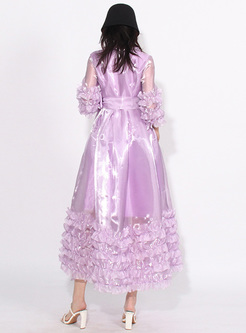 New Glossy Distored Selvedge Maxi Dresses
