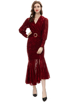 Fashion Jacquard Smocked Peplum Dresses