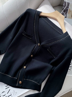 Stylish Metal Button Knitted Jackets & Skirts