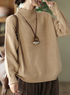 Retro Gradient Sleeve Mockneck Sweater Women