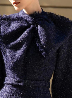 New Tweed Half Sleeve Bowknot Corset Dresses