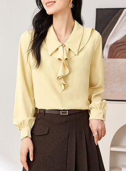 Classy Ruffles Pointed collar Women Blouses