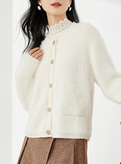 Fashion Faux Fur Sweater Coat Women